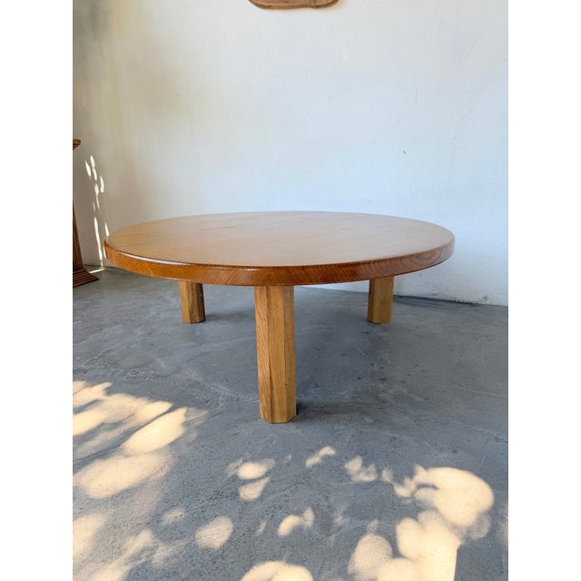 Wood Vintage Round Tripod Coffee Table in Oak, 1950 For Sale - Image 7 of 18