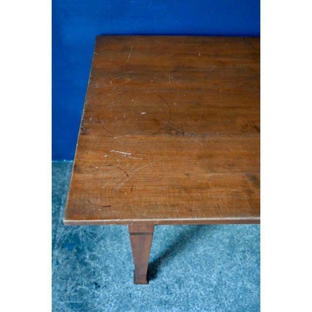 Rustic Antique Farmhouse Table with Drawer in Light Wood For Sale - Image 3 of 18