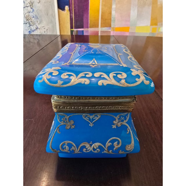 Early 19th Century Early 19th Century Antique Museum Opaline Glass Jewelry Box Casket For Sale - Image 5 of 11
