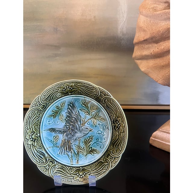 Art Nouveau 19th Century Belgian Majolica Plate by Wasmuel For Sale - Image 3 of 10