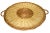 Large 20 inch round vintage flat hand woven rattan wicker serving tray or wall decor with thick braided rim and handles....