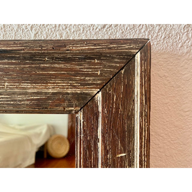 1990s Rustic Wood-Framed Wall Mirror For Sale - Image 4 of 11
