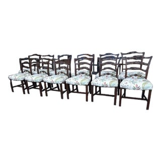 1940s Set of 12 Georgian Style 1950s Mahogany Ribbon Back Dining Room Chairs For Sale