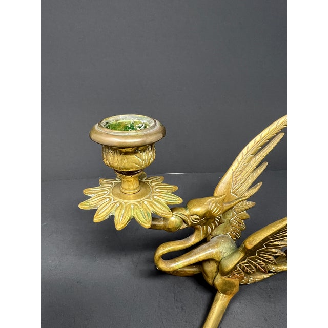 Vintage Brass Griffin Dragon Candlestick – Gothic Medieval Candle Holder, Dark Academia / Vamp Romantic Decor For Sale - Image 9 of 10