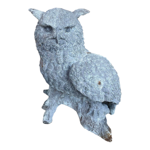 Vintage Cast Iron Horned Owl Garden Sculpture