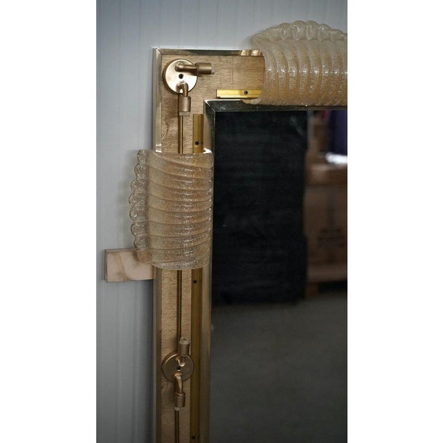 Illuminated Pink Murano Glass and Brass Wall Mirror, 2000s For Sale - Image 13 of 14