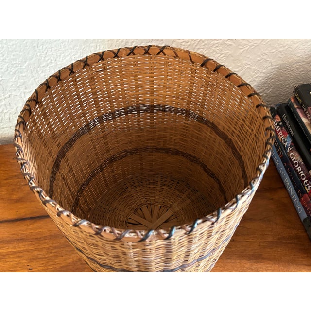 Large woven wicker basket, perfect to hold a houseplant or blankets. Late 20th century. Most items found at Pub & Oasis...