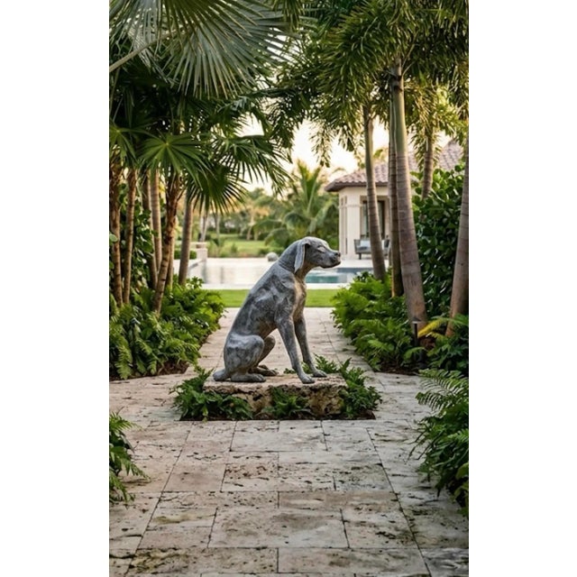Chrome Industrial Modern Seated Hound - Dog - Hand-Wrought Steel Sculpture For Sale - Image 8 of 9