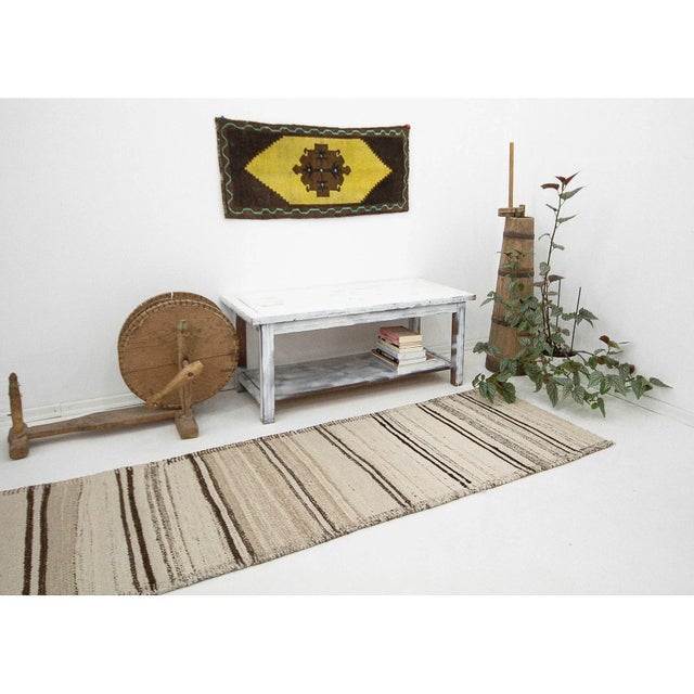 Vintage Natural Striped Kilim Runner For Sale In Los Angeles - Image 6 of 7