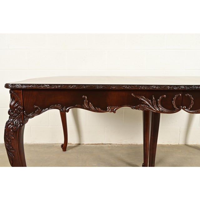 Romweber French Provincial Louis XV Mahogany Extension Dining Table, Newly Refinished For Sale - Image 10 of 13