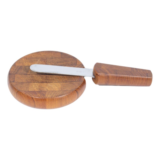 Late 20th Century Dansk Teak Cheese Board With Knife by Jens Quistgaard For Sale