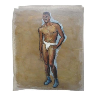Mid 20th Century Robert Whitmore Oil Painting of Male Model For Sale
