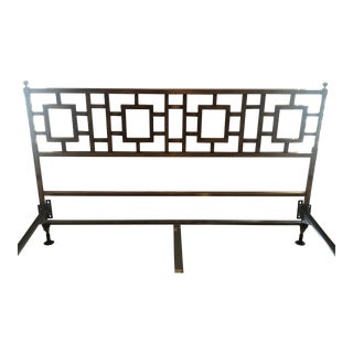 Vintage Brass Link King Headboard For Sale