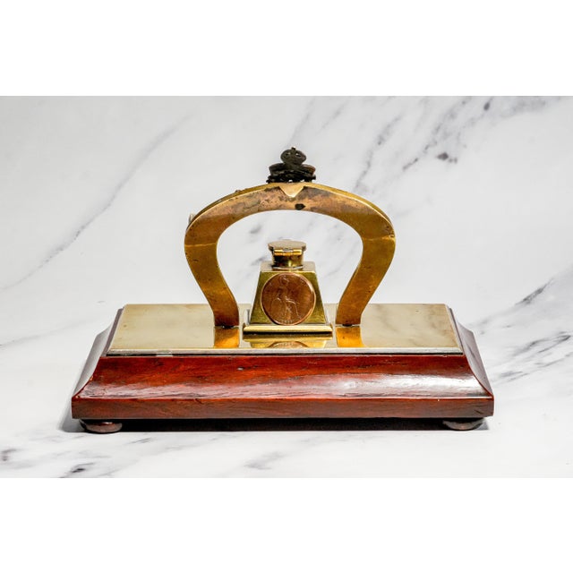 Rare World War I Royal Horse Artillery Rha Antique Custom Desk Military Inkwell Inkstand Horseshoe Pen Stand Militaria Collectible For Sale - Image 12 of 15