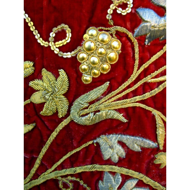 Religious Altar Gold Embroidery on Red Velvet 19 Century For Sale - Image 9 of 15