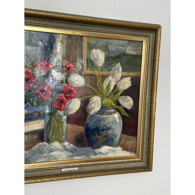 Johan Jacobsson, Tulips and Poppies, 1950s, Oil on Canvas, Framed For Sale - Image 15 of 18