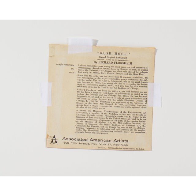 Black “Rush Hour” Lithograph Signed by Richard Florsheim For Sale - Image 8 of 8