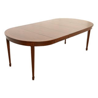 Kindel Furniture Federal Inlaid Mahogany Extension Dining Table, Newly Refinished For Sale
