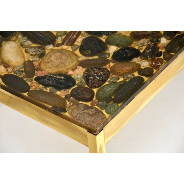 Metal Vintage Swedish Brass and Stone Side Tables, 1970, Set of 2 For Sale - Image 7 of 11