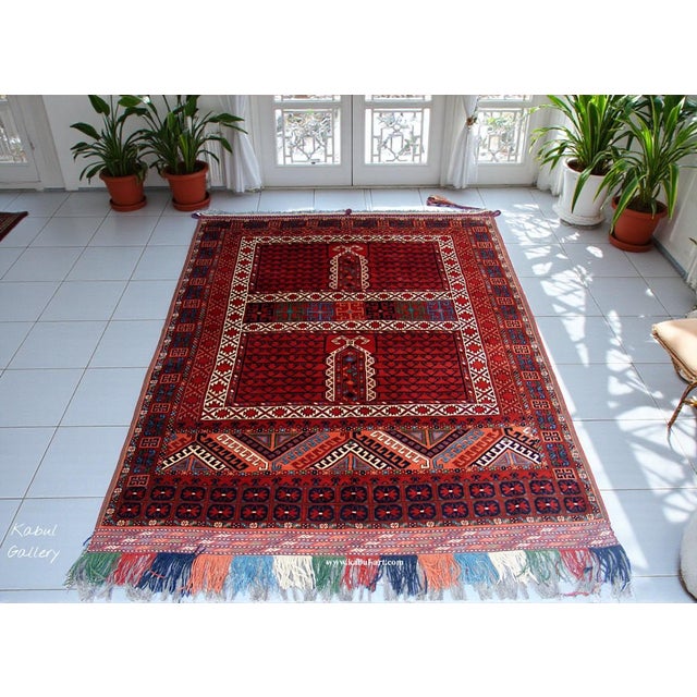 Vintage Afghan Turkmen Hand-Knotted Wool Rug, 1990s For Sale - Image 4 of 18