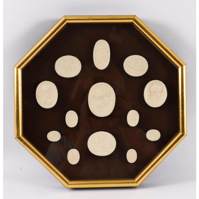 Antique Early 19th Century Grand Tour Italian Octagonal Framed Intaglios, Set of 2 For Sale - Image 7 of 16
