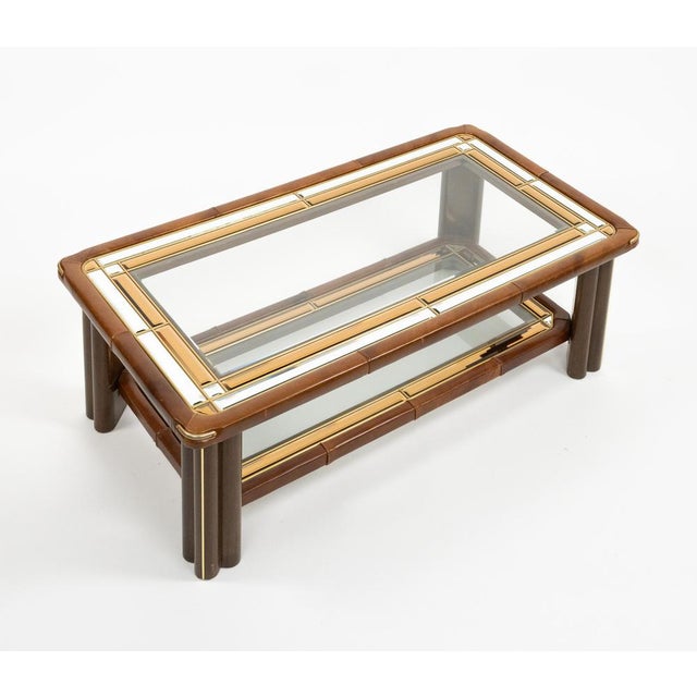 Mid-Century Modern Rectangular Coffee Table in Leather and Glass, 1970s For Sale - Image 16 of 18