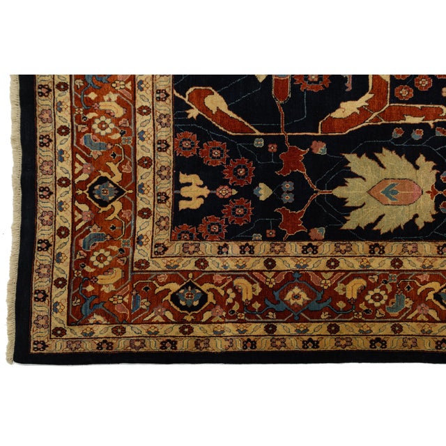 16x25 Modern Bidjar Style Navy Blue & Rust Wool Area Rug Geometric Lattice For Sale In New York - Image 6 of 13