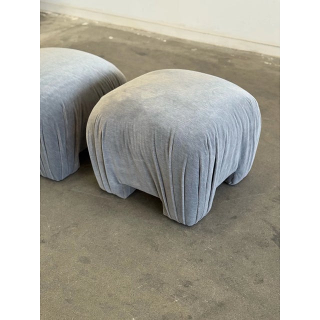 Textile Late 20th Century Gathered Mid Century Modern Ottoman (Pair) For Sale - Image 7 of 12