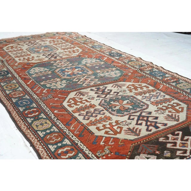 Antique Kazak Rug 4' x 9'5'' For Sale In New York - Image 6 of 9
