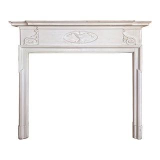 Antique Mantel With Carved Detail For Sale