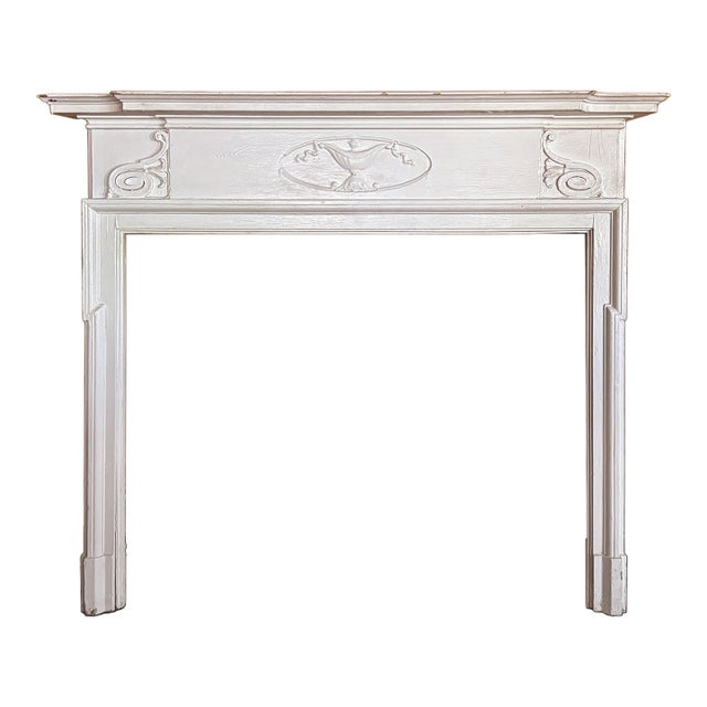 Antique Mantel With Carved Detail For Sale