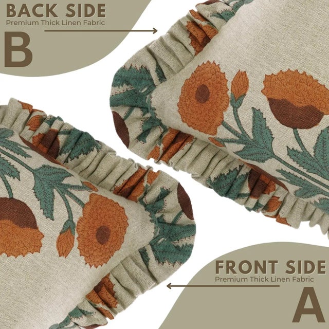 Not Yet Made - Made To Order Fabdivine Artisan Block Print Throw Frill Pillow Cover 14x20 Inch Thick Linen- Badshah For Sale - Image 5 of 5