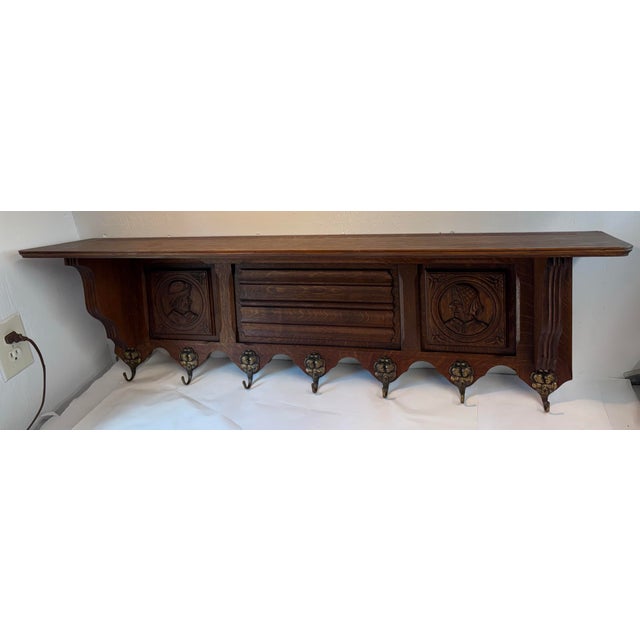 Vintage French Carved Wood Coat or Pot Rack For Sale - Image 4 of 12