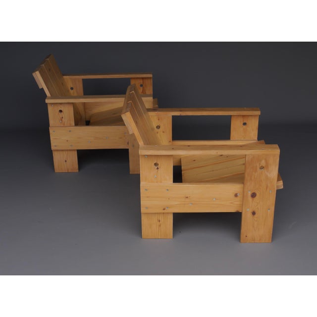 Gerrit Rietveld Set of Crate Armchairs by Gerrit Rietveld for Gerard van de Groenekan, 1970s For Sale - Image 4 of 18