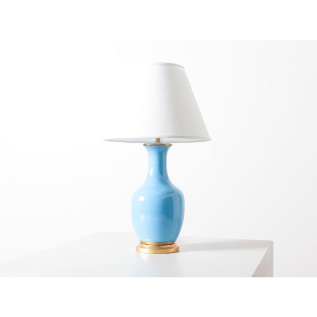 Contemporary Turquoise Crackle Lamp For Sale - Image 6 of 6