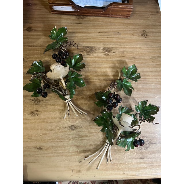 1970s Pair of Italian Tole Candle Sconces For Sale - Image 4 of 10