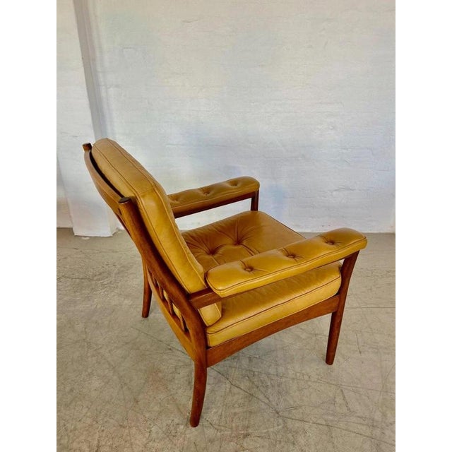 Vintage Swedish Tan Leather and Wood Lounge Chair by Göte Möbler, 1970s For Sale - Image 16 of 18