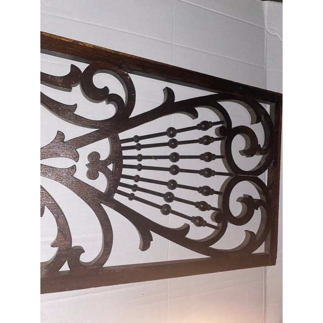 Late 19Th Century Original Salvaged Chicago Varnished Oak Wood Asymmetrical Wall-Mount Victorian Fretwork For Sale - Image 11 of 11