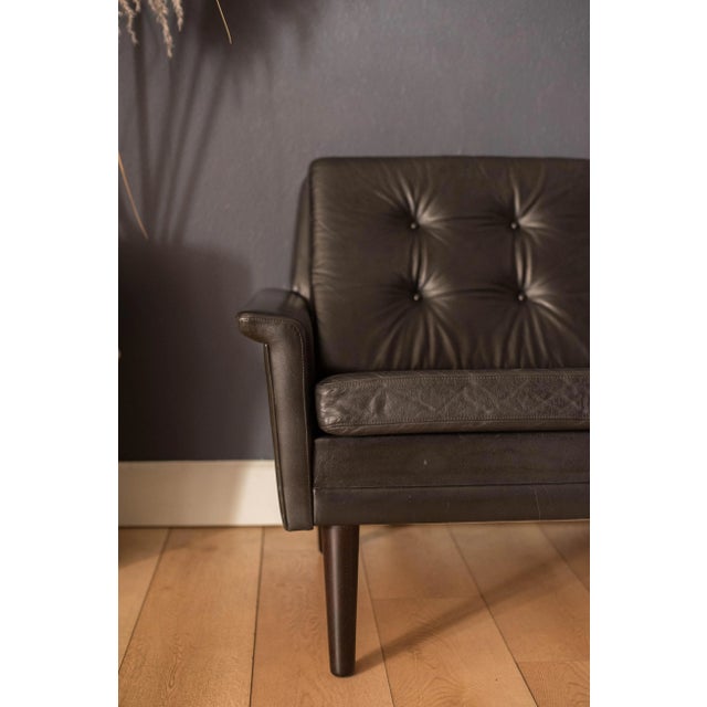 Vintage Scandinavian Rosewood and Black Leather Three Seat Sofa For Sale In Monterey, CA - Image 6 of 13