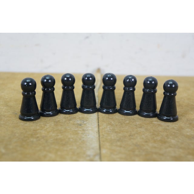 Late 20th Century Vintage Oak Chess Checkers Tabletop Game Board Set W/ Storage Drawers 14" For Sale - Image 5 of 18