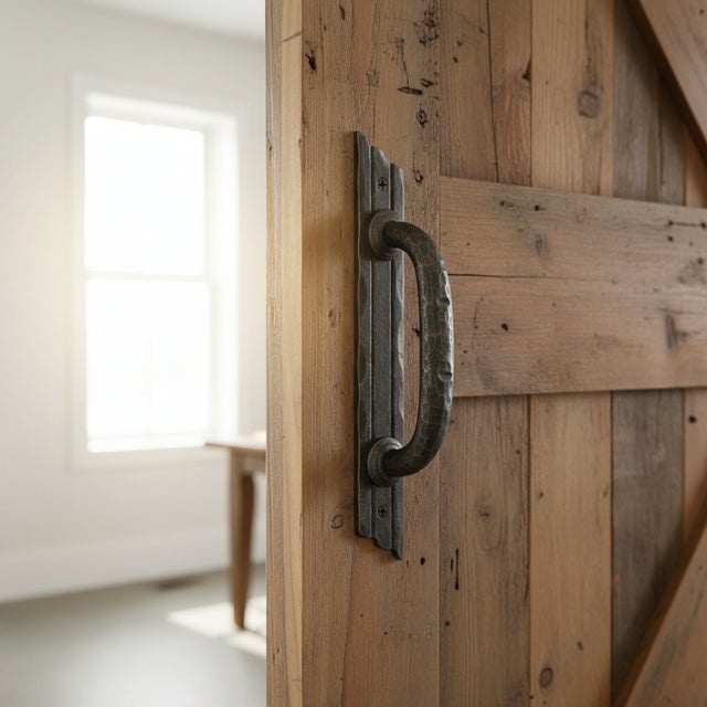 Robust Form and Function Upgrade your entryways with this deeply curved solid wrought iron door pull. Blending structural...