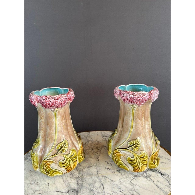20th Century Art Nouveau Earthenware Vases, 1890s, Set of 2 For Sale - Image 3 of 8