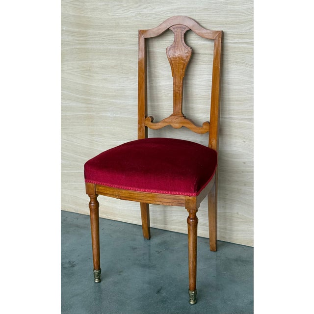 Early 20th Century Late Victorian Oak Ladderback Dining Side Chair with Red Velvet Seat For Sale - Image 18 of 18