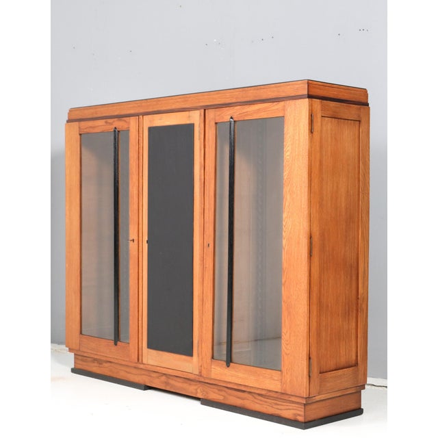 Art Deco Modernist Oak Three-Door Bookcase, 1920s For Sale - Image 3 of 10