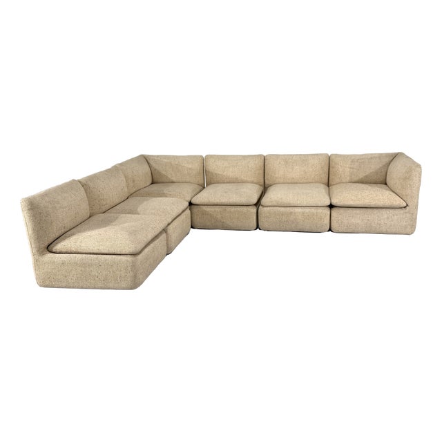 Modular Sofa in Beige Tweed from Strafor, 1980s, Set of 6 For Sale