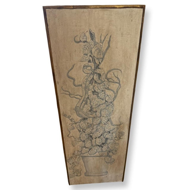 Figurative Vintage Italian Hand Paintings on Wood Panels With Pots Leaves and Birds - A Pair For Sale - Image 3 of 5