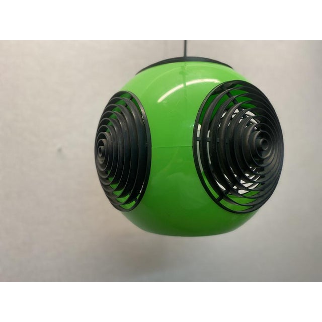 1970s Vintage Ufo Ceiling Lamp in Green Plastic and with Black Grids from Massive Lighting, 1970s For Sale - Image 5 of 18