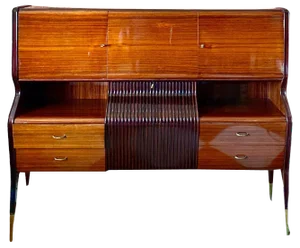 Bar Sideboard in Rosewood and Mahogany by Osvaldo Borsani for Atelier Borsani Varedo, 1950s