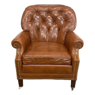 Hancock & Moore Plush Leather Club Chair For Sale