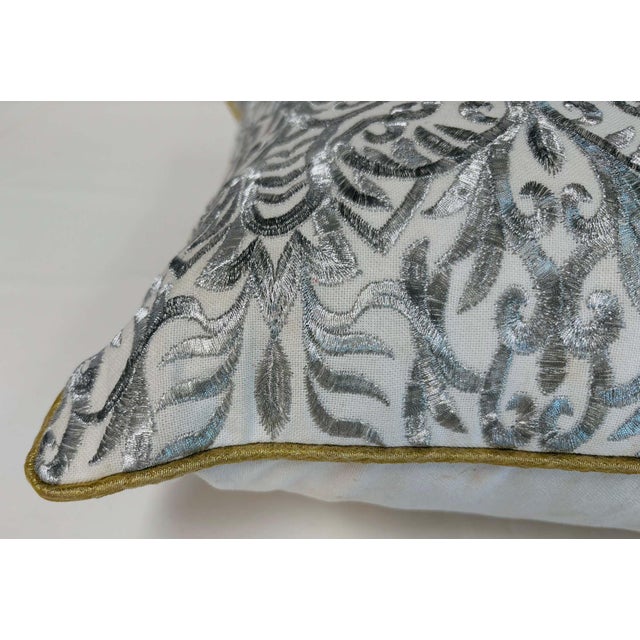 Islamic Turkish Ottoman Revival Decorative Pillow with Silver Embroidery, 1990 For Sale - Image 3 of 14